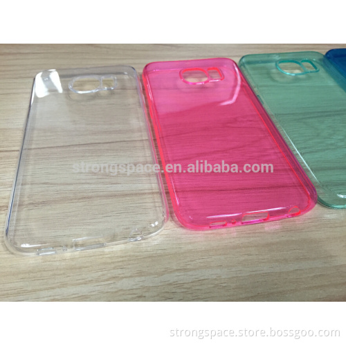 2015 good high quality TPU Silicon Silicom Gel case cover for Galaxy S6-Clear Transparent Pink Blue Green Black